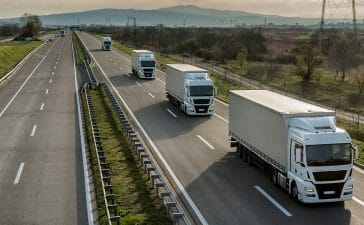 Fleet of trucks with Smart Eye's AIS Driver Monitoring System om road