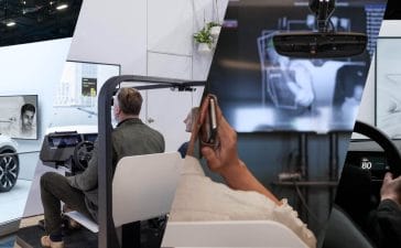 A collage of Smart Eye's driver monitoring and interior sensing solutions at CES